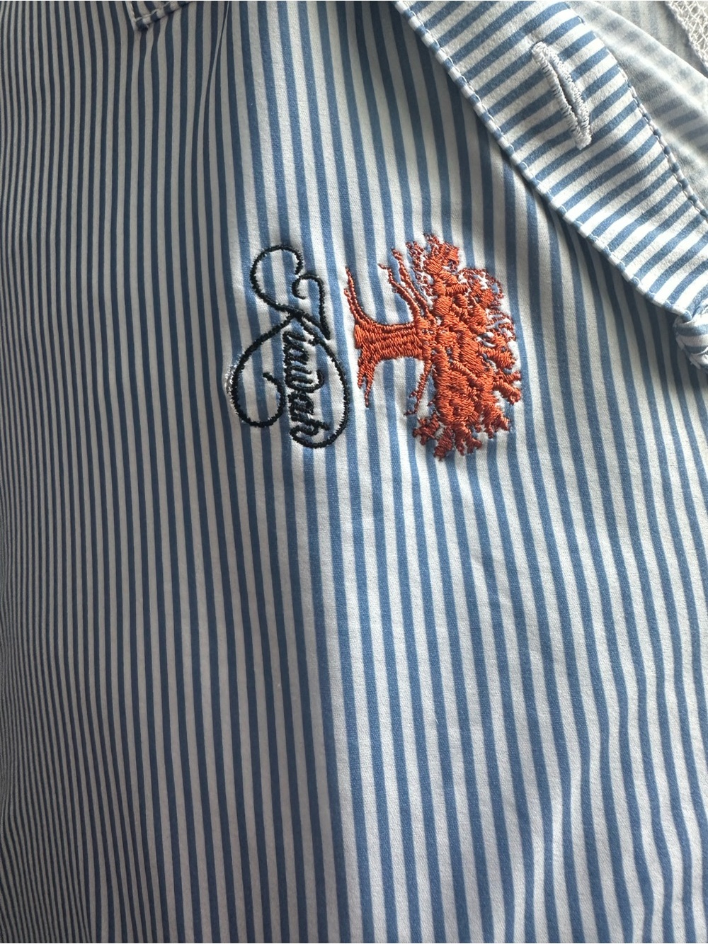 Straight Down Striped Blue Polo Shirt with Kiawah Logo Golf Shirt Size XXL